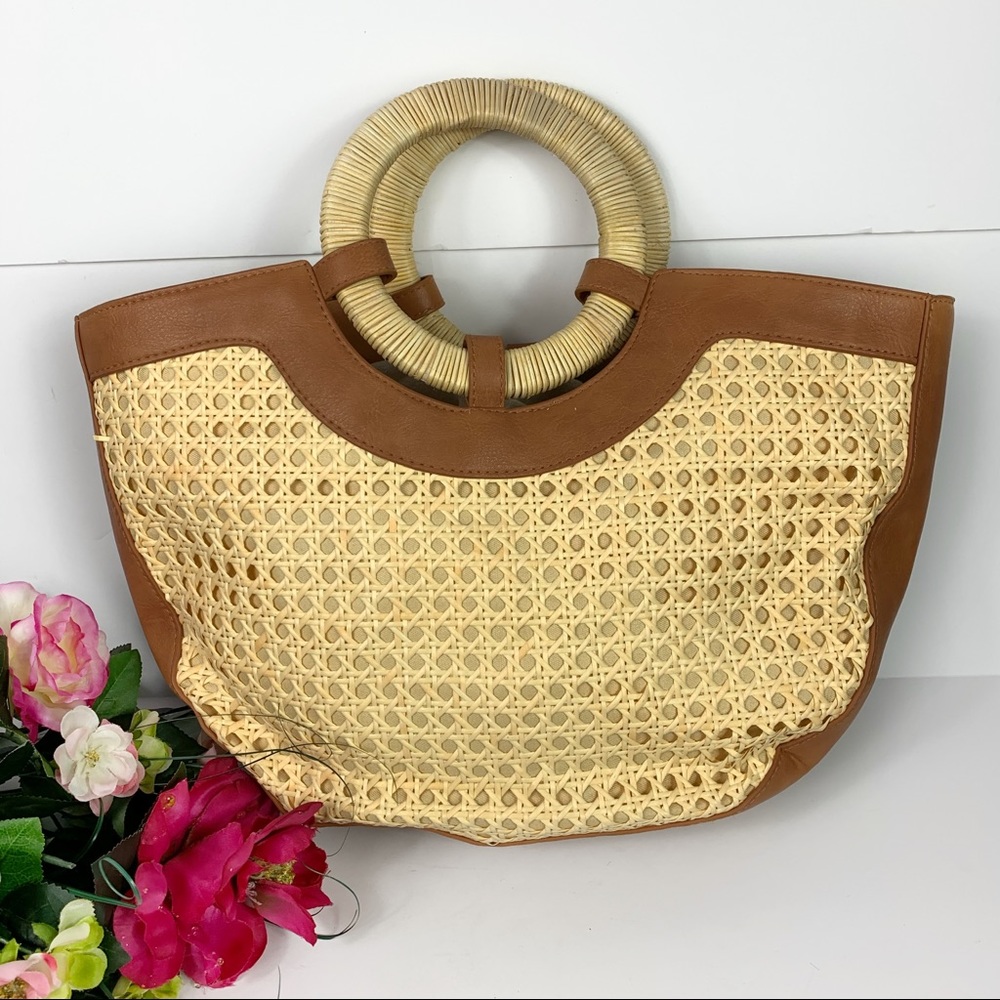 Universal Thread Natural Straw Drawstring Handbag - image 1